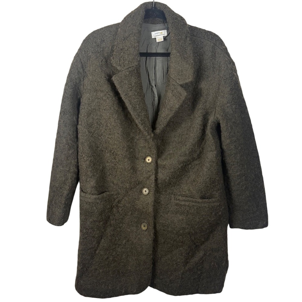 Maeve Anthropologie Boucle Oversized Olive Green Wool Blend Coat Medium - Picture 5 of 9